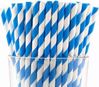 Pack of 900 Sky Blue Swirls Biodegradable 4-Ply Paper Drinking Straws (Compostable, Non-toxic, BPA-free)