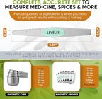 Spring Chef Magnetic Measuring Cups & Spoons Set, Patented, Strong N45 Magnets, Heavy Duty Stainless Steel Fits in Spice Jars for Baking & Cooking, BPA Free, Round Set of 15 with Leveler, Mint