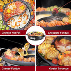 Food Party Hot Pot Electric Korean BBQ Grill 2 in 1 Hotpot Smokeless Indoor Grill Removable Cooking Plate Easy Cleaning 110V 1800W Shabu Shabu Pot with Divider