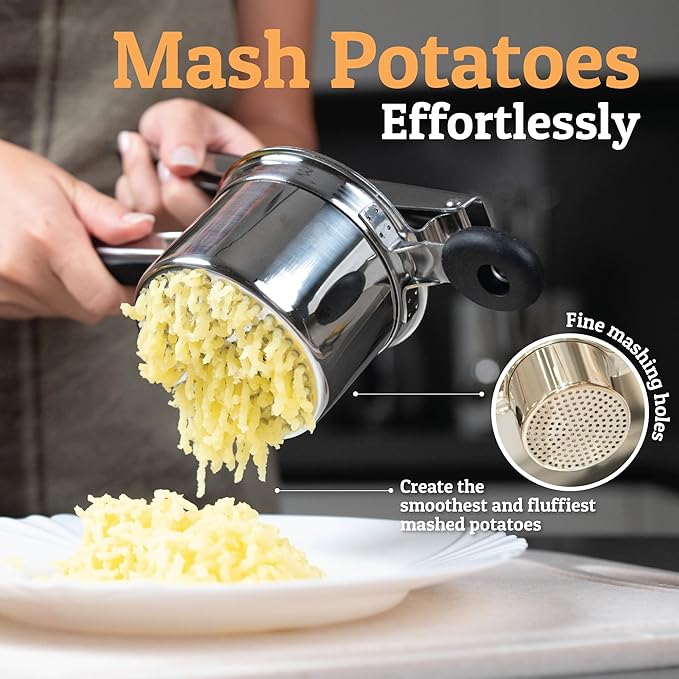 PriorityChef Large 15oz Potato Ricer, Heavy Duty Stainless Steel Potato Masher and Ricer Kitchen Tool, Press and Mash Kitchen Gadget For Perfect Mashed Potatoes - Everytime