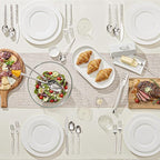 KINGSTONE 45 Piece Hammered Silverware Set with Serving Utensils, 18/10 Stainless Steel Flatware Set for 8, Cutlery Set for Home, Party, Wedding, Mirror Polished Dishwasher Safe