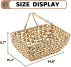 Wicker Picnic Basket with Handles, Wicker Baskets with Wooden Base for Picnic, Camping & Storage Basket