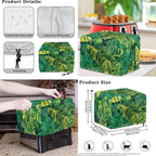 Monstera Leaves Small Appliance Covers 3 Pcs Set Waffles Maker Oven Dust & Blender Cover with Top Handle & Crock Pot Dust Cover Fingerprint Protection