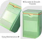 Tea Tin, Premium Tight Sealing Metal Canister with Press On Lid, Storage Tin for Loose Leaf, Tea Bags, Coffee Beans & Spices, Ideal for Kitchen Countertop & Pantry, Green Square Tinplate Can