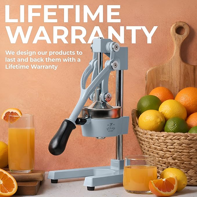 Zulay Kitchen Cast Iron Juicer - Easy-to-Clean Heavy-Duty Manual Juicer, Professional Citrus Juicer - Stainless Steel Lemon Squeezer - Manual Citrus Press & Orange Squeezer - Orange Juicer