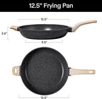 CAROTE 12inch Nonstick Frying Pan Skillet,Non Stick Granite Fry Pan Egg Pan Omelet Pans, Stone Cookware Chef's Pan, PFOA Free,Induction Compatible