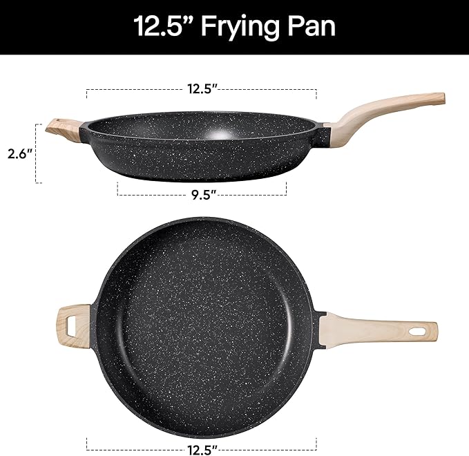 CAROTE 12inch Nonstick Frying Pan Skillet,Non Stick Granite Fry Pan Egg Pan Omelet Pans, Stone Cookware Chef's Pan, PFOA Free,Induction Compatible