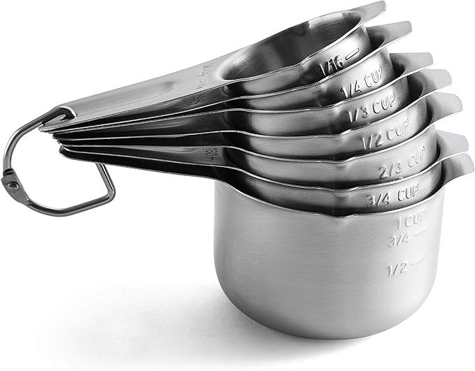 Spring Chef Stainless Steel Magnetic Measuring Spoons Set of 8, Black & Measuring Cups Set of 7