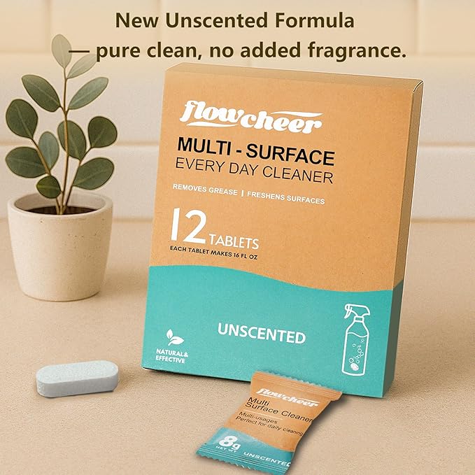 Free & Clear All Purpose Cleaner Refills – Non-Toxic Multi-Surface Cleaning Tablets (12 Pack) Makes 192 Fl Oz Spray Cleaner for Home & Kitchen – Unscented