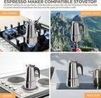 12 Cup 600ml Moka Pot Stainless Steel Espresso Coffee Maker Stovetop Coffeemaker Italian Classic Style Brewing Greca Cafe Mocha Machine for Cafeteras Lover Camping Travel and Home Use 20oz