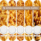 Metal Gourmet Pasta Press Attachment for Kitchenaid Stand Mixer, Pasta Maker Attachment with 5 Interchangeable Plates, Spaghetti Bucatini Fusilli Large/Small Macaroni