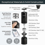 Premium Manual Coffee Grinder for Espresso, Pour Over & French Press with Stainless Steel Conical Burr, Precision Adjustable Hand Grinder, Compact Travel Size - by Alpaca Ventures
