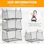 Jsskeeim 3-Pack Under Shelf Hanging Baskets - Space Saving Pantry Shelf Organizer with 360° Rotating Hooks for Kitchen Storage, Foldable Small Space Solutions for Pantry Utility Closet Garage, Black