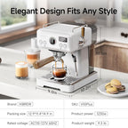 HIBREW H10Plus - Programmable Espresso Machine - 58mm Portafilter in Stainless Steel - Temperature & Cup Volume Adjustable at will - With Intelligent Display Screen & Pressure Gauge.