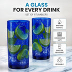 Zulay Kitchen Plastic Drinking Glasses (Set of 6) – 24oz Acrylic Shatterproof Water Cups for Home, Kitchen & Outdoors – Cobalt Blue Glass Look – BPA & Lead-Free – Top-Rack Dishwasher Safe
