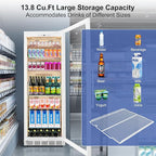 Commercial Display Refrigerator with Glass Door, Upright Beverage Cooler Merchandiser with Reversible Door, Drink Fridge with Door Lock for Restaurant Supermarket Convenience Store, 13.8 Cu.Ft
