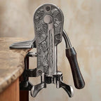 Wine Enthusiast Legacy Corkscrew – Durable Wine Opener with Black Marble Handle & Solid Metal Construction - Long Lasting Cork Removal with Tabletop Mount (Pewter)