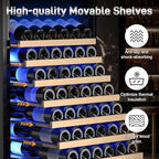 Wine Cooler-Wine Refrigerator 24 Inch Wide Large Freestanding/Built in Wine Fridge for 176 Bottles with Safety Lock Cellar Chiller Low Noise, Fast Cooling, Black
