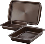 Circulon 47110 Nonstick Bakeware Set with Cookie and Cake Pans 3 Piece Chocolate