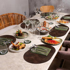 ADRIMER Placemats, Heat Resistant Oval Placemats Set of 8 Washable 12 x 17 Inch, Waterproof Table Mats, Wipeable Pu Place Mats for Kitchen, Dining Room, Coffee