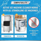 ACTIVE Ice Machine Cleaner Maker Descaler - 32 fl oz (8 Uses) Nickel Safe Ice Maker Cleaner Solution - Compatible with Whirlpool 4396808, Scotsman,Manitowoc,Hoshizaki, GE Opal Cleaning Kit - USA Made