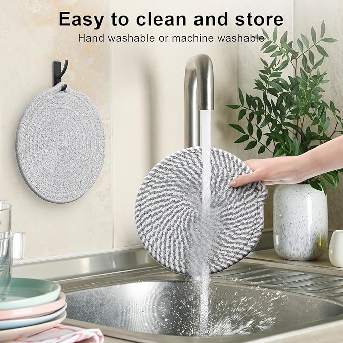 8" Trivets for Hot Dishes, 6 Pack Hot Pads for Kitchen Counter & Dining Table, Heat Resistant | Scratches | Stains Cotton Trivets for Hot Pots and Pans