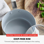 GreenPan x Bobby Flay 1.67QT Nonstick Saucepan with Glass Lid, PFAS-Free Diamond Ceramic, Induction Suitable, Stay-Cool Silicone Handle, Easy Clean Dishwasher & Oven Safe, Chef Pan, Cream