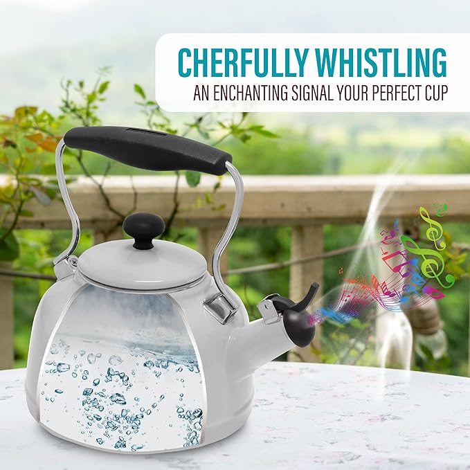 Chantal Tea Kettle, Vintage Series, Enamel on Steel, Whistling (White)