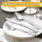 LIANYU 60-Piece Silverware Flatware Set for 12, Stainless Steel Cutlery Set, Kitchen Restaurant Tableware, Mirror Finished, Dishwasher Safe