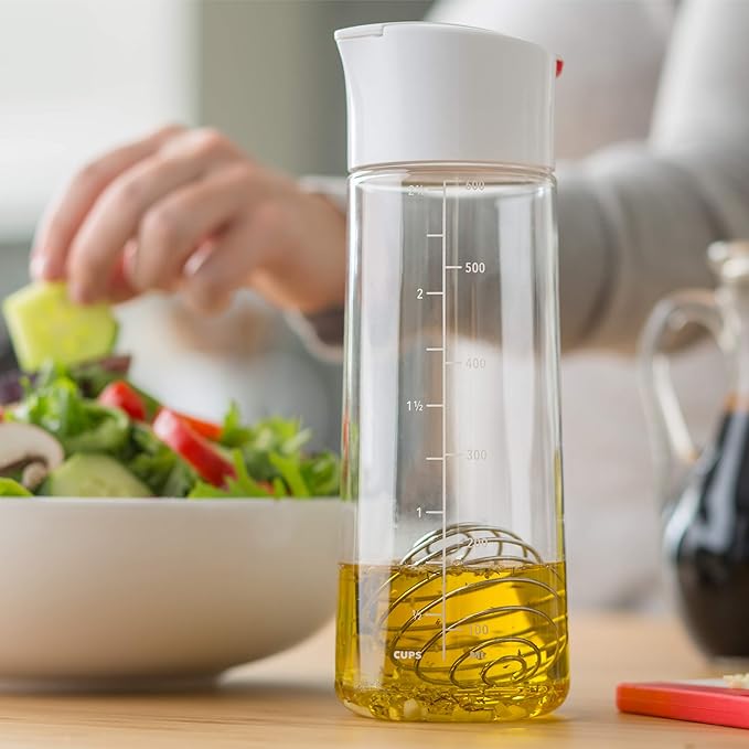 Whiskware Salad Dressing Shaker with BlenderBall Wire Whisk, Glass