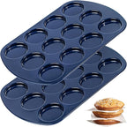 Webake Non-Stick Muffin Top Pan for Baking Egg Bites, Whoopie Pies, Cookies, Yorkshire Pudding, Heavy Gauge Carbon Steel Set of 2