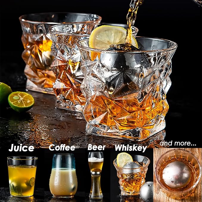 Whiskey Stone 8PCS, Reusable Metal Ice Cubes, XL Large Stainless Steel Whiskey Stone, Refreezable Ice Ball Set with Storage Case, Ice Rocks Wine Chiller Bulk Bar Tool Set