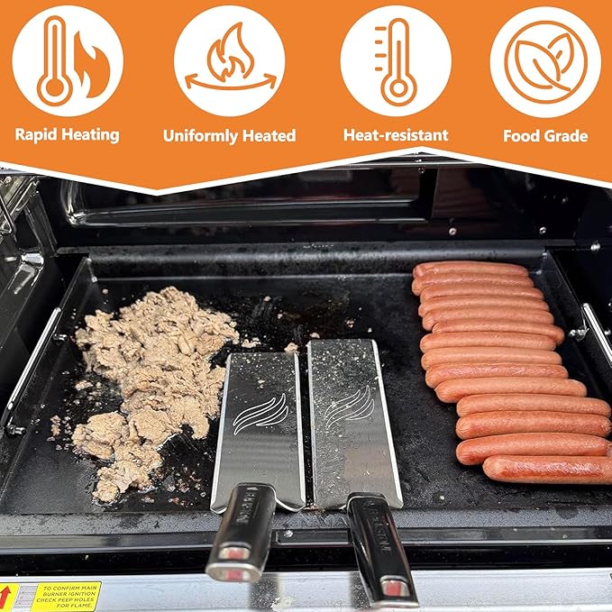 Safbbcue Griddle Insert for Ninja FlexFlame PG300 Series, Carbon Steel Nonstick Full-Size Griddle Insert with Grease Drain and Handle for Ninja Flex Flame Replacement Parts for XSKFULGRIDLE
