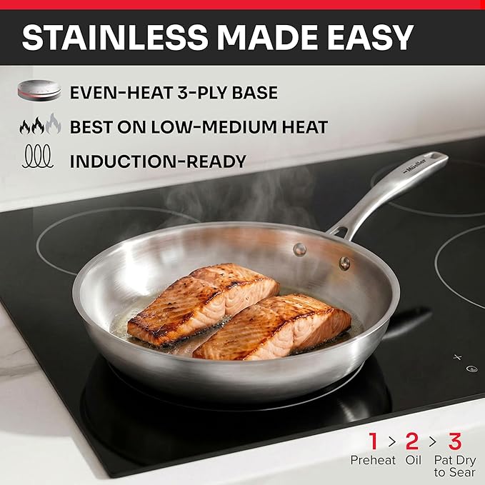 Mueller 17-Piece Stainless Steel Pots and Pans Set – Tri-Ply Ultra-Clad Pro Cookware Set, Induction Ready, Oven Safe, Even-Heat Aluminum Core, Includes Skillets, Saucepans, Dutch Oven, Stockpot