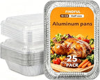 Findful Aluminum Pans with Lids 9x13 (25 Pack) – Foil Pans, Aluminum Trays for Cooking, Baking, Storing & Prepping Food – Tin Foil Pan, Disposable Baking Pan – Heavy-Duty, Leak-Proof & Oven-Safe