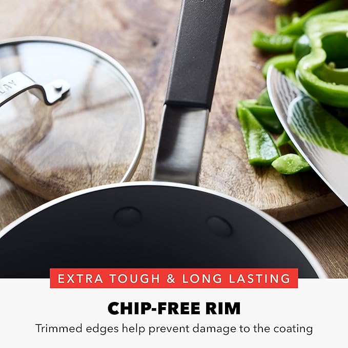 GreenPan x Bobby Flay 2.5QT Nonstick Saucepan with Glass Lid, PFAS-Free Diamond Ceramic, Induction Suitable, Stay-Cool Silicone Handle, Easy Clean Dishwasher & Oven Safe, Chef Pan, Black