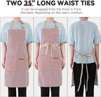 NLUS 2 Pack Cooking Aprons for Women with Pockets, Adjustable Kitchen Bib Aprons Chef Aprons for Women Men(Red Pinstripes)