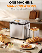 OSIPOTO Bread Maker, 2LB Stainless Steel Bread Machine, 17-in-1 Automatic Settings, Non-Stick Pan, Beginner-Friendly Controls, Easy to Clean, Low Noise, High Success Rate for Homemade Bread