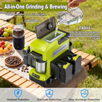 Taingwei Cordless Coffee Maker for Ryobi 18V Battery, Portable Drip Coffee Maker with Electric Coffee Grinder for RV, Camping, Travel, Car, Hiking (Battery Not Included)
