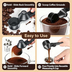Coffee Scoop Fits Reusable K-Cups 2Tbsp, Food-Grade PCTG Funnel Scoop, Mess-Free & Precise Measuring for Coffee, Protein, Powder & Hot Cocoa (Black,1Pack)