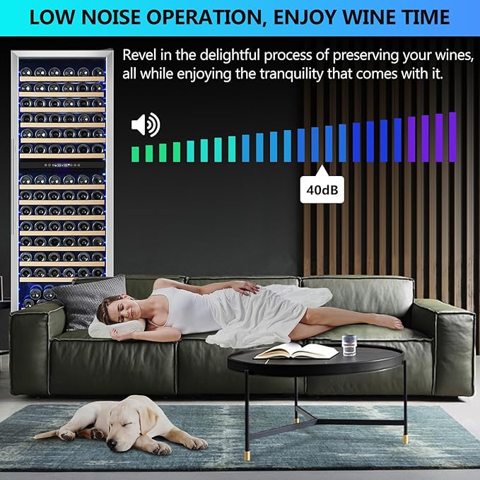 Dual Zone Wine Fridge Freestanding 175 Bottle, 24 Inch Large Capacity Built-in Wine Cooler Refrigerator with Upgraded Compressor Cooling and Intelligent Temperature Memory