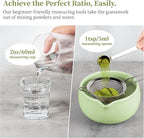 YIBO Matcha Whisk Set, Matcha Kit Bamboo Whisk and Ceramic Bowl with Spout & Measuring Spoon & Cup, Japanese Ceremony Matcha Tea Making Tools Green
