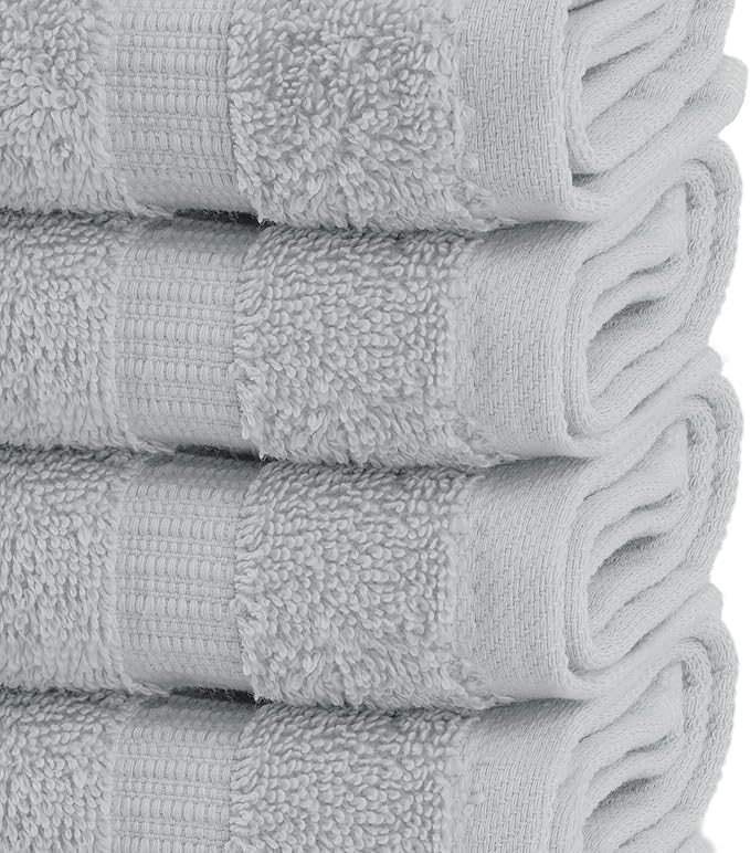 Chakir Turkish Linens | Hotel & Spa Quality 100% Cotton Premium Turkish Towels | Soft & Absorbent (4-Piece Washcloths, Silver Gray)