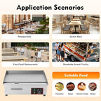 22 Inch Commercial Electric Griddle Flat Top, 110V 1.6KW Grill Hot Plate BBQ Countertop, Stainless Steel Electric Table Stove Fry Pan Adjustable Suitable For Kitchen, Steak Restaurants