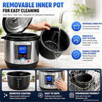 KINGBULL 14-in-1 Electric Pressure Cooker 6 Quart, Stainless Steel Multi Cooker with LCD Display, Slow Cooker, Rice Cooker, Steamer, Sauté, Yogurt Maker, Warmer, DIY Mode, Black