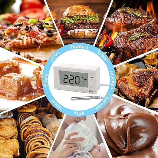 Digital Oven Thermometer with Probe Grill Meat Thermometer up to 572°F/300°C, Oven Thermometer Roasting for Barbecue Accessories for Kitchen, Roasting, Grill, Pizza