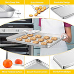 Homikit Baking Pan Sheet Set of 2, Stainless Steel Cookie Sheets Tray for Oven, 20 x 14 Large Metal Half Sheet Bakeware for Cooking Baking, Rustproof & Heavy Duty, Mirror Finish & Dishwasher Safe