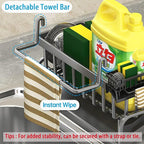 Sponge Holder for Kitchen Sink Sponge Holder,Sponge Caddy for Kitchen Sink Organizer with Auto Drain Tray (Carbon Steel)