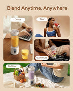 Sangcon Personal Portable Blender for Shakes & Smoothies, 6000mAh Cordless USB-C Rechargeable Blender with 2 Blend Modes, Leakproof Travel Lid, Dishwasher Safe, Ideal for Gym Office Kitchen, BPA-Free