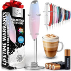 Zulay Kitchen Patented Tornado Triple Whisk Milk Frother with 4 Duracell Batteries – Handheld Foam Maker for Coffee, Lattes, Matcha & Hot Chocolate – Rich, Creamy Froth in Seconds - Orchid